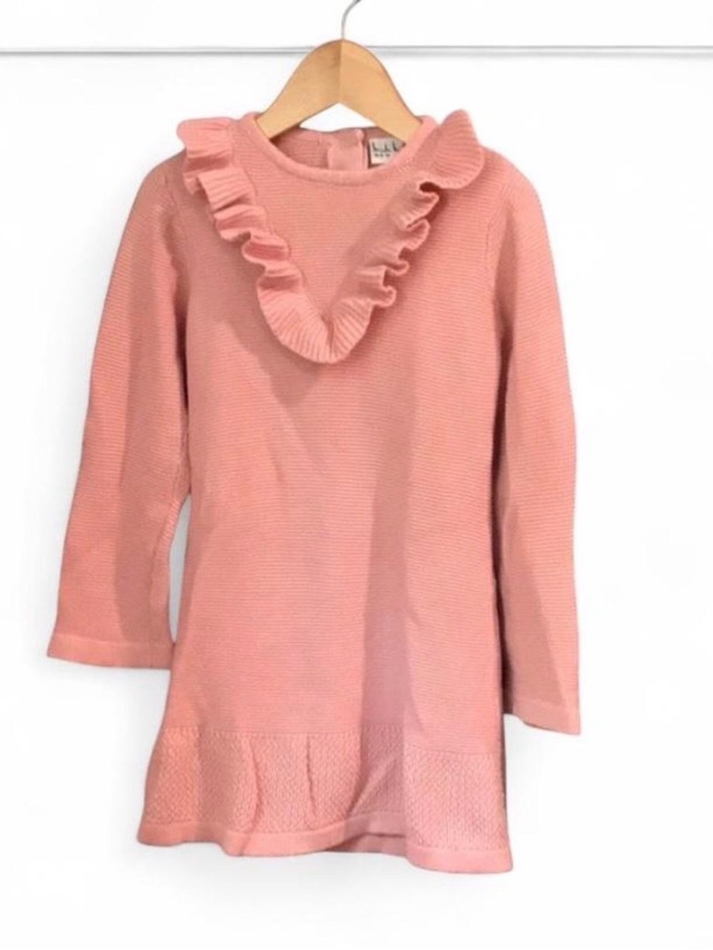 Nicole Miller New York Sweater Dress Toddler Girls 2T Pink Ruffle Neck